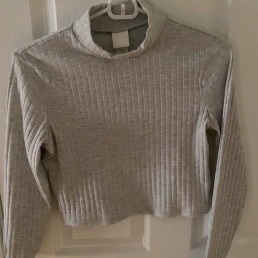 H&M Grey Cropped Turtleneck